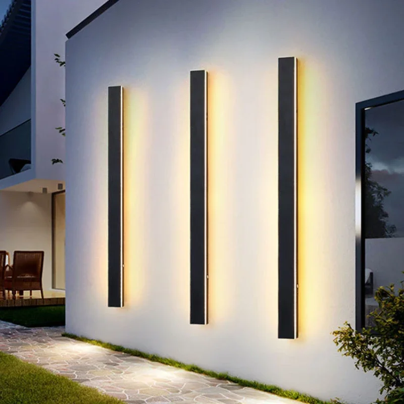 Modern Outdoor Linear with Light Waterproof IP65 3000K Warm White Garden Wall Long Emitting Diode Outdoor Wall Light