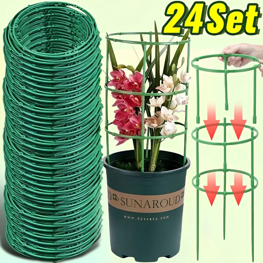 Semicircle Plant Support Frame, Greenhouse Vine Climbing Bracket, Indoor Flower Plant Fixed Support Stake with Hook Pin