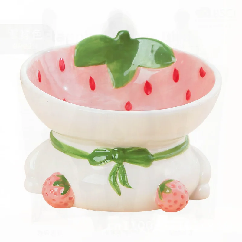 وعاء قطة من السيراميك مع حماية للرقبة، تصميم فم مائل لدعم العمود الفقري العنقي، وعاء كلب عالي القدم، مستلزمات الحيوانات الأليفة