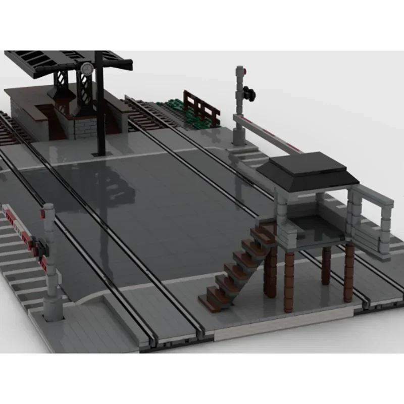 Moc Bouwsteen Trein Oversteek Stedelijke Weg Model Technische Bakstenen Diy Assemblage Straatarchitectuur Speelgoed Voor Kind Cadeau