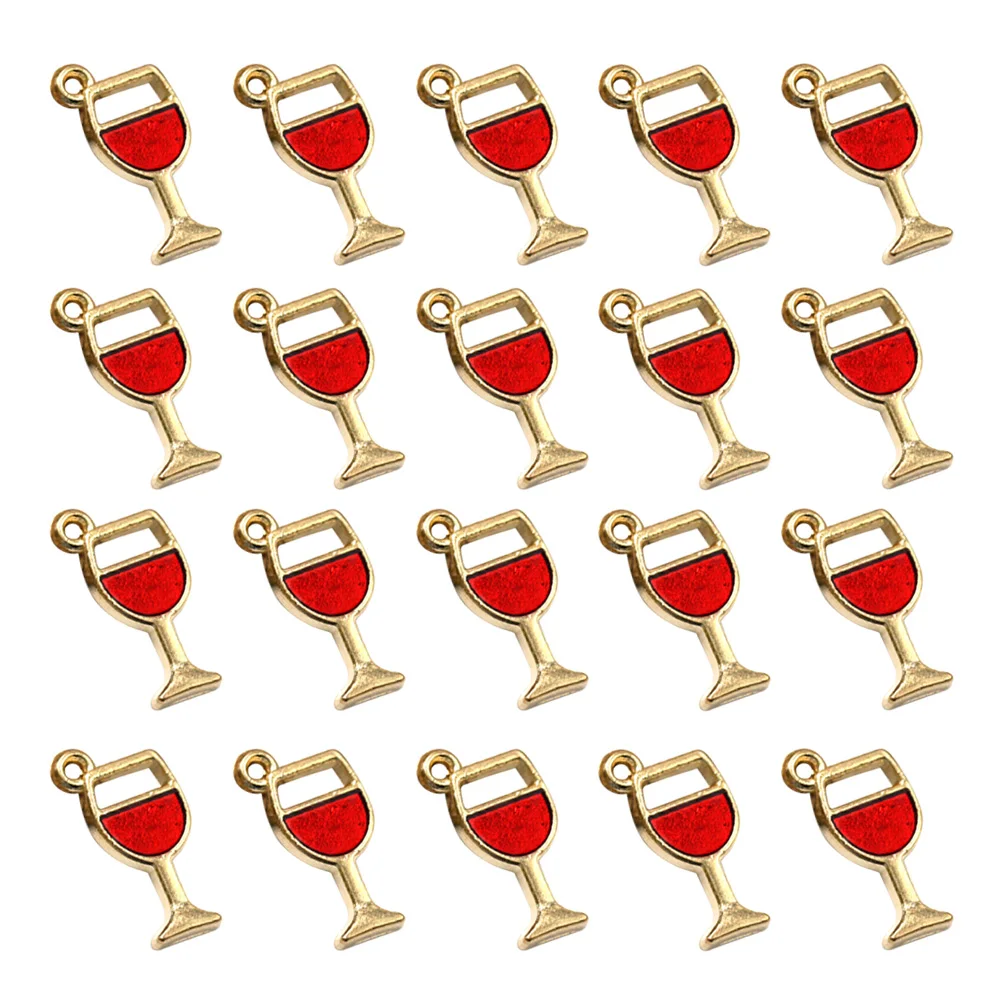 

20 Pcs Red Glass Alloy Pendants for Necklace DIY Charms Jewelry Making Crafts Bracelet Earrings Accessories