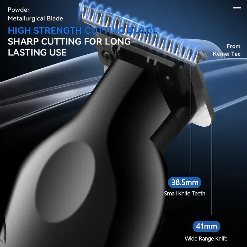 Kemei KM-2293 Salon Level Powder Metallurgical Blade Electric Scissors Hair Clipper 1200 MAh Lithium Battery Hair Trimmers