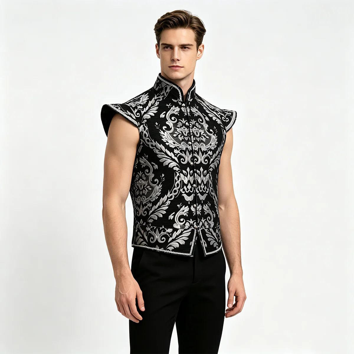 Men Men Gothic Jacquard Waistcoat Victorian Stand Collar Vest Steampunk Sleeveless Jacket Halloween Cosplay Costume - Aliexpress Deal
