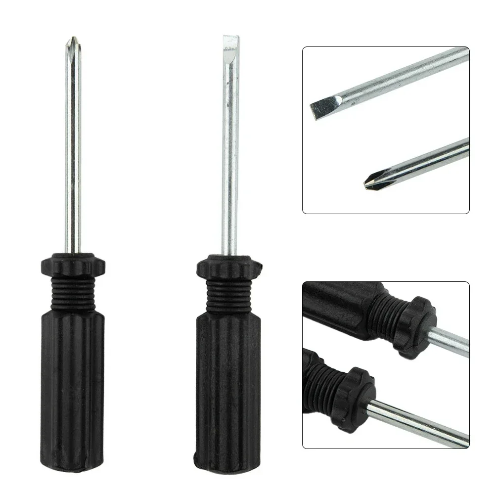 2 Pcs Slotted/cross Hand Screwdriver 4mm Head 14mm Handle 45 Steel For DIY Repairing Household Hand Manual Tool Accessories