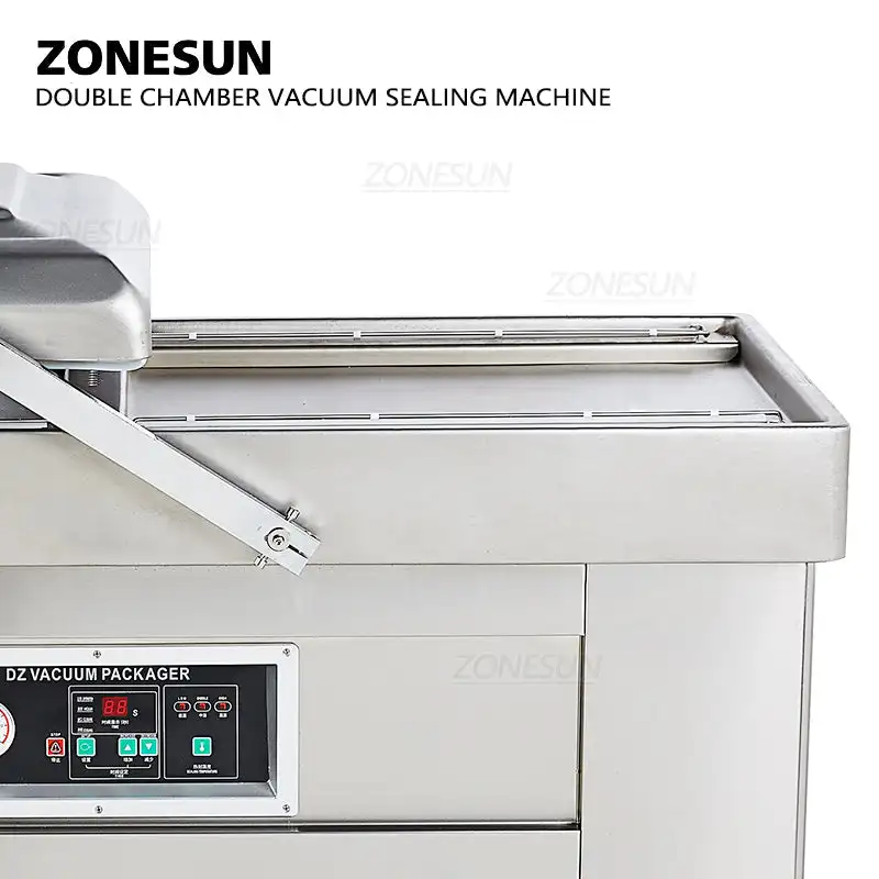 ZONESUN Automatic Double Chamber Vacuum Sealing Machine with Date Coder for Food, Medical & Industrial Packaging
