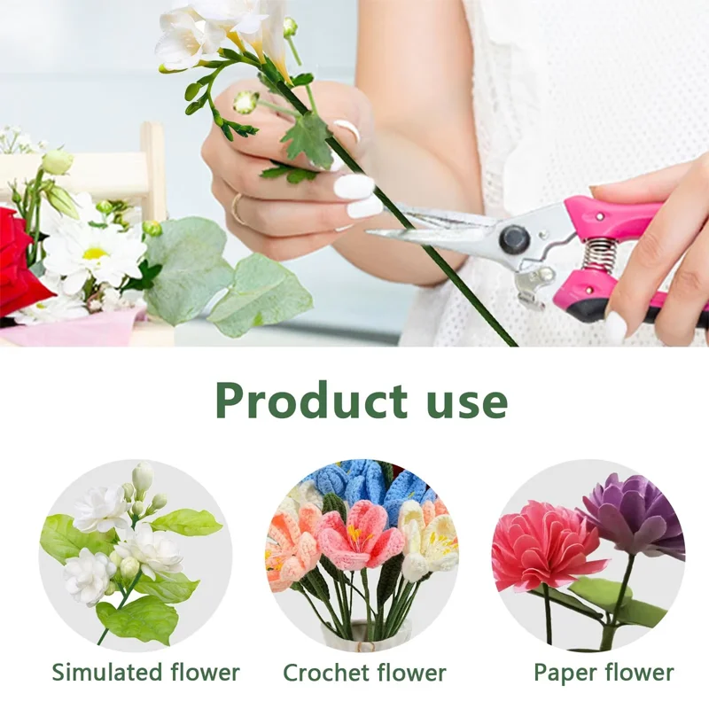 Green Flower Stem Sticks DIY Floral Material Handmade Wire Stems Floriculture Tape Self-adhesive Bouquet Floral Stem Paper Tapes