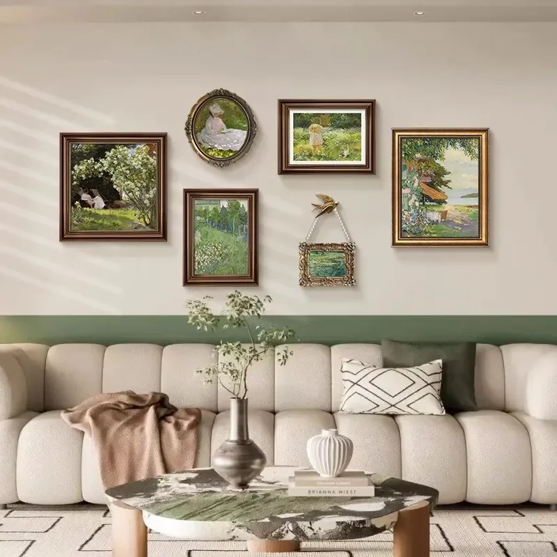 for Monet French Decorative Painting Living Room Sofa Background Wall Hanging Art High End American Antique Style Dining Room