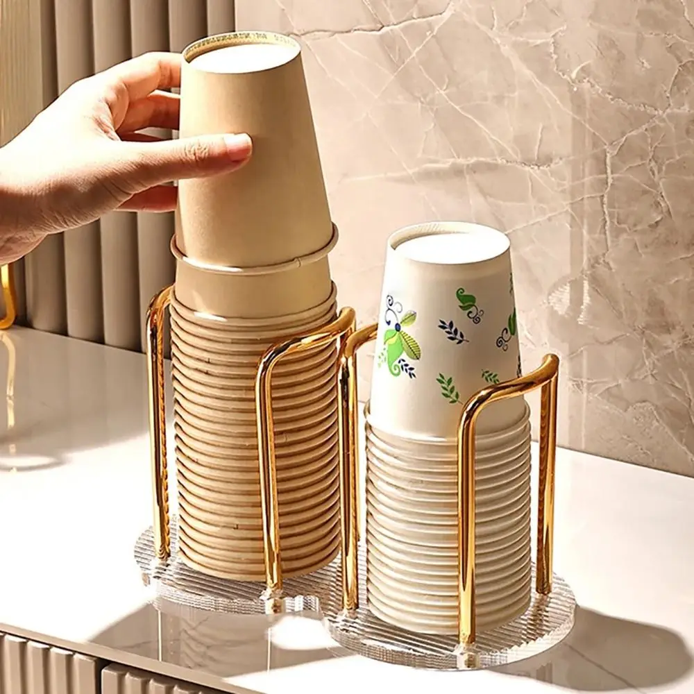 Luxury Disposable Cup Storage Holder Water Tea Cups Dispenser Rack Shelf with Longer Stick Mug Display Stand Home Organizer