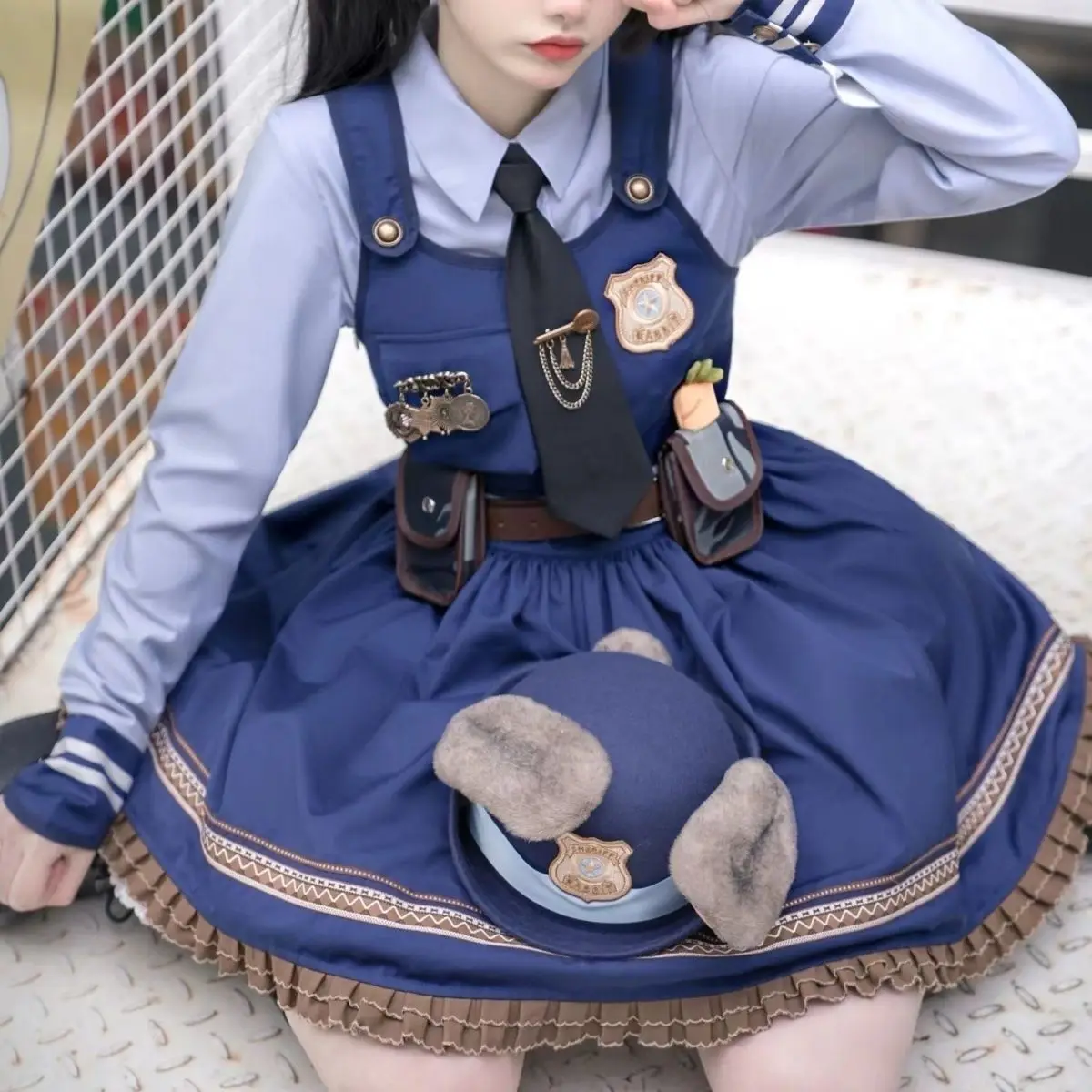 

Костюм для косплея Judy Girls: Мультяшный образ Y2K для женщин, наряд для ролевых игр, вечеринок, маскарадов, парков развлечений, повседневное тематическое платье