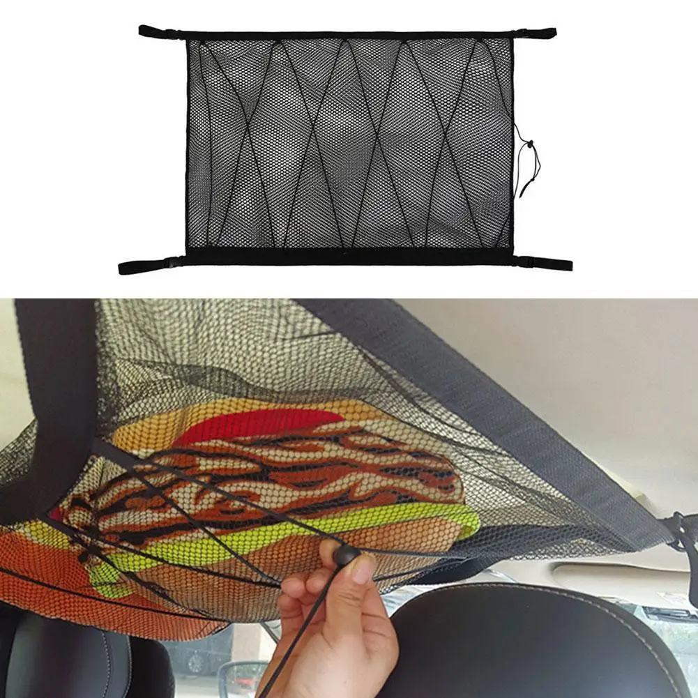 Double Zipper Suspension Car Roof Storage Box Net High And Easy Bag Installation Flexibility Car Storage Net Interior V2Q4