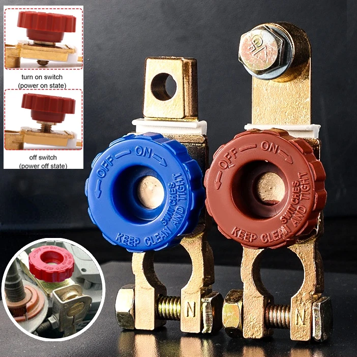 Universal Car Battery Disconnect Switch Cut-off Isolator Battery Terminal Power Off Switch Protector for Car Motorcycle Truck RV