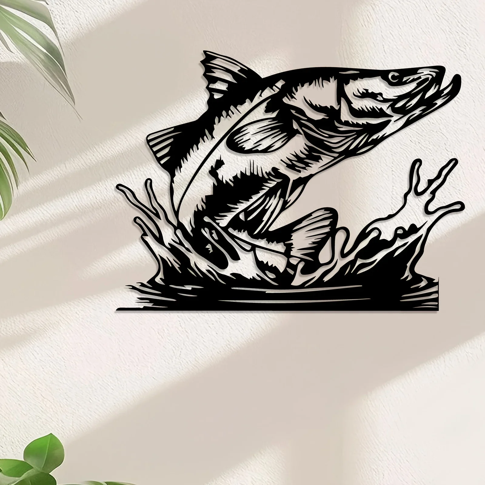 1pc Snook Fish Metal Wall Art, Rustic Fish Iron Wall Sculpture, Rust‑Proof Indoor‑Outdoor Home & Office Wall Decor