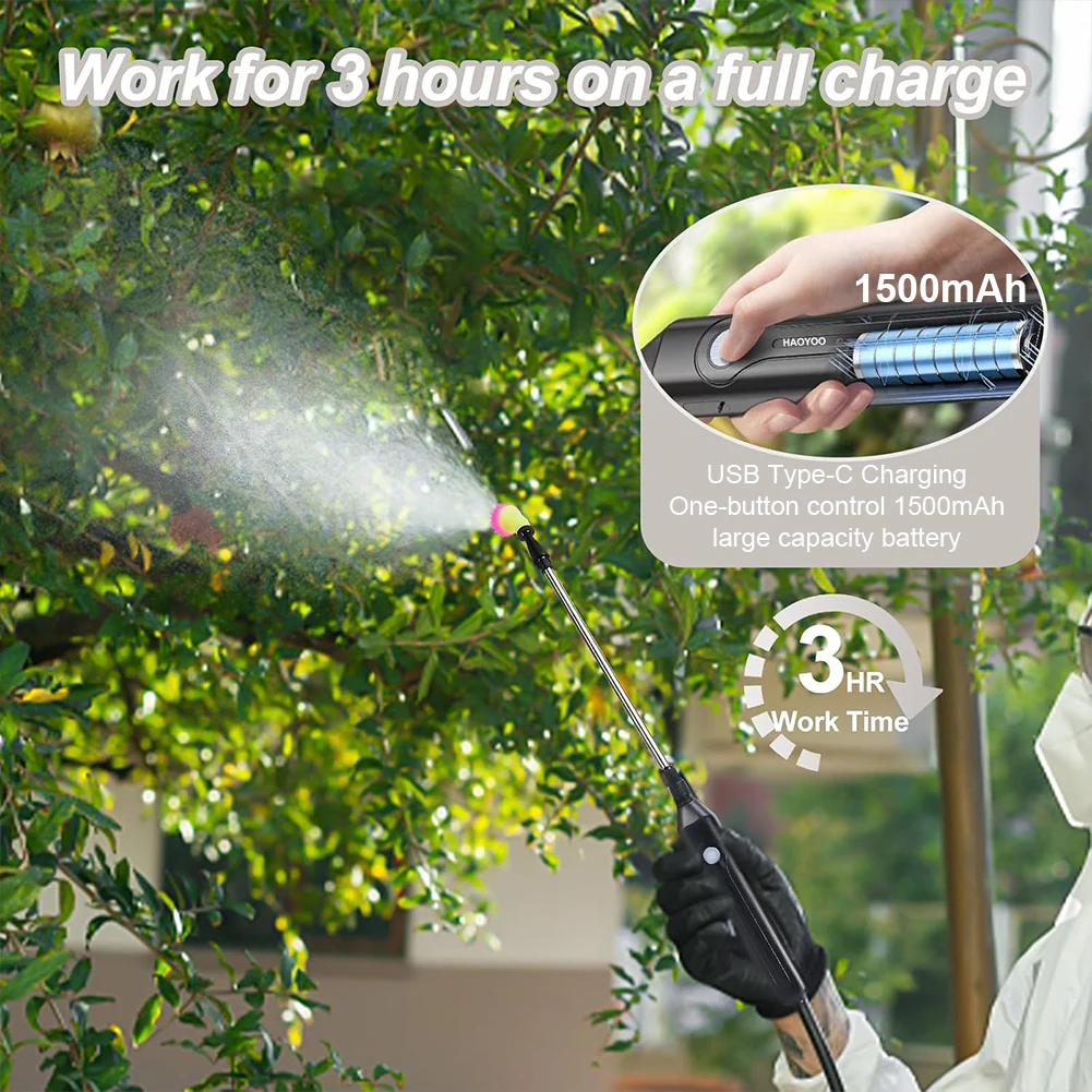 Shoulder Pesticide Sprayer 5L Electric Backpack Sprayer USB Rechargeable Automatic Sprayer Bottle 3 Modes for Garden Irrigation