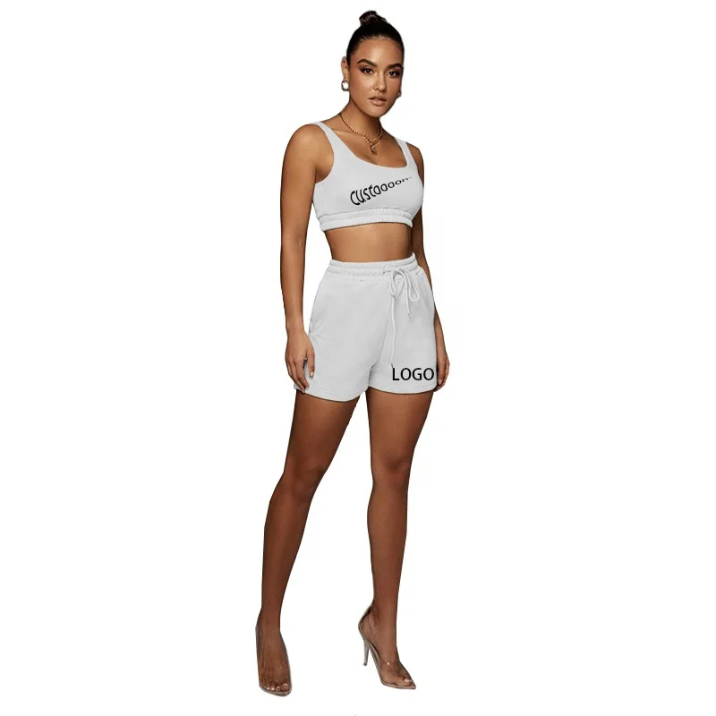 2022 summer brands logo women joggers tracksuits causal summer shorts 2 piece sets crop top women\'s jogging two piece pants set