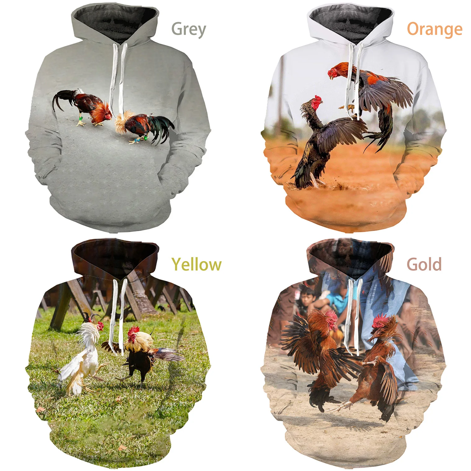 3D Printing Cock Rooster Game Fowl Cockfighting Hoodie Gamecock Men Women Boy Girl Kid Child Long-sleeved Pullover Sweatshirt