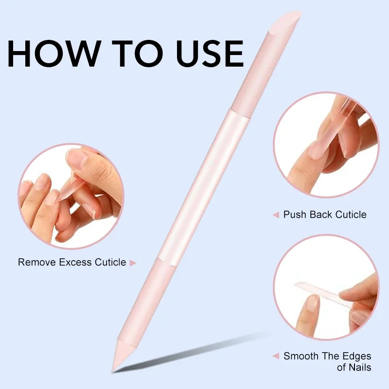 1 قطعة أداة إزالة الجلد الميت الزجاجي مزدوجة الوجهين أداة تشذيب البشرة عصا مانيكير أداة مانيكير احترافية