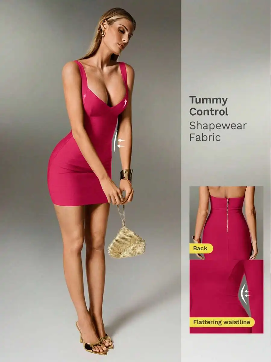 

Sexy Solid Color Knit Spaghetti Strap Sleeveless Bodycon Mini Dress For Women Party Holiday
