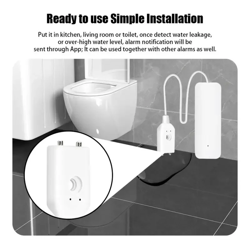 Tuya WiFi Smart Water Leak Sensor Sound Alarm System Water Overflow Level Detector Flood Leakage Security Protection Smart Home