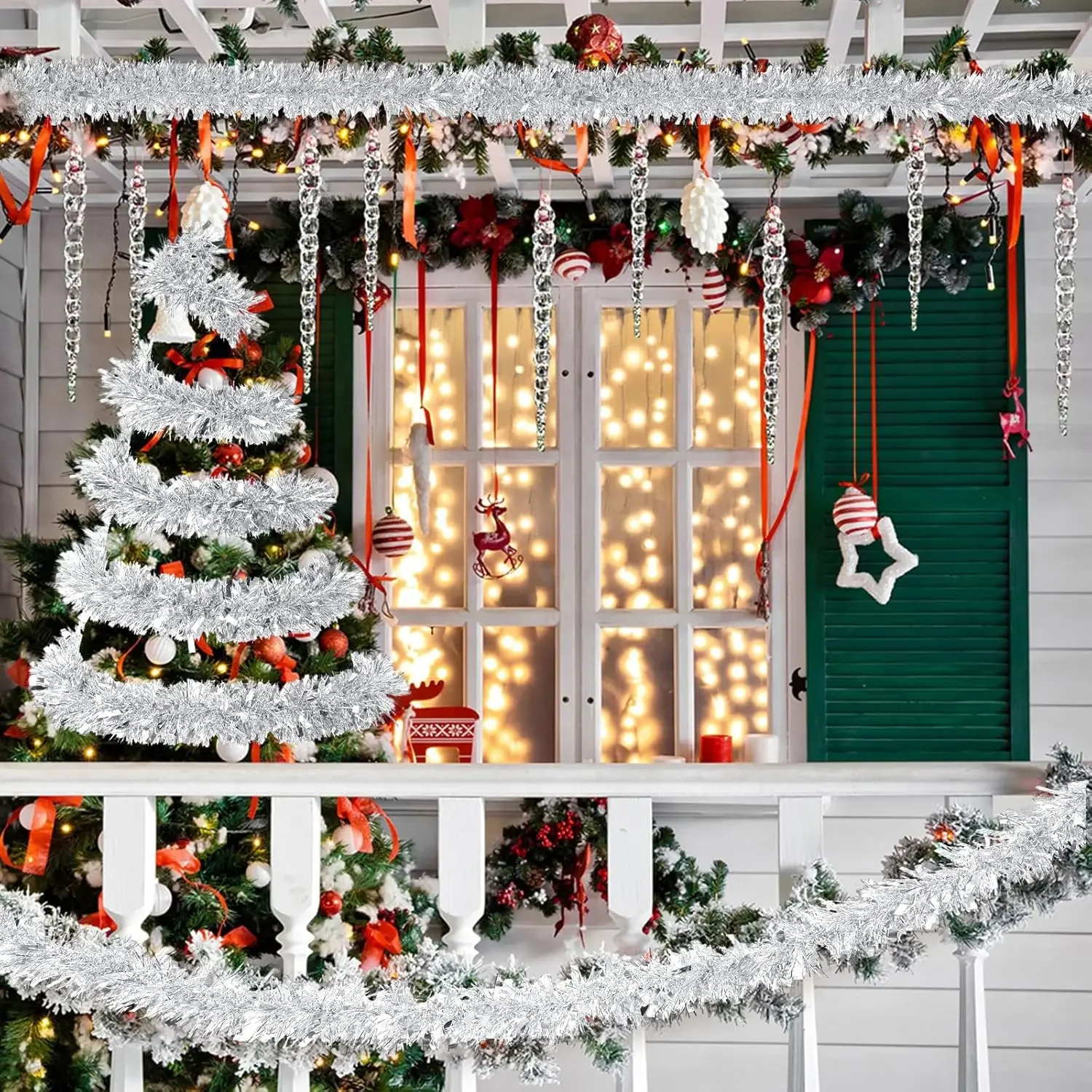 5 متر/16FT عيد الميلاد بهرج جارلاند شجرة عيد الميلاد جارلاند زينة معدنية بهرج بريق جارلاند للداخلية في الهواء الطلق عطلة الطرف #4