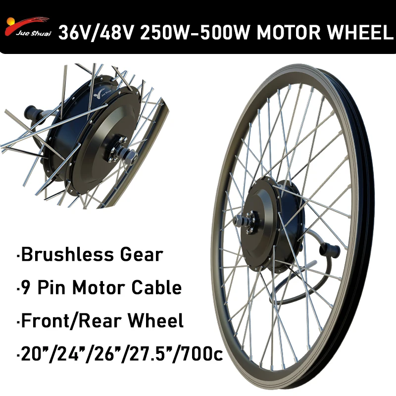 

Electric Bicycle 36V 48V 250W 350W 500W Brushless Hub Motor Wheel E Bike Front Rear Weel