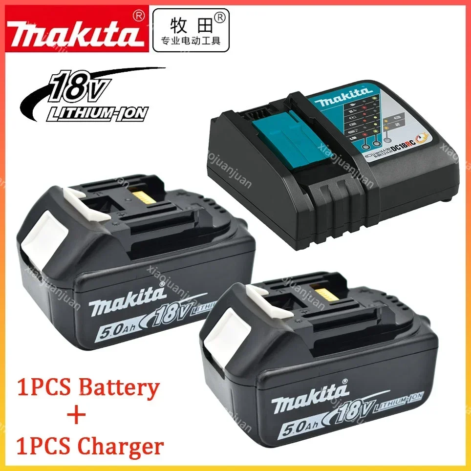 18โวลต์5000มิลลิแอมป์ต่อชั่วโมง Makita ของแท้พร้อมไฟ LED ลิเธียมไอออนทดแทน BL1860 BL1860B BL1850ลิเธียมไออน