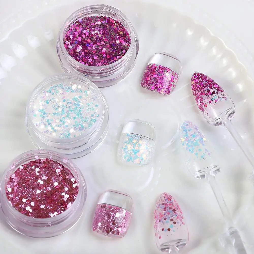 Champagne Rose Nail Glitter Flakes Mixed Hexagon Sequins Powder Fall Winter Mermaid Paillette Nail Decorations LA1539-52