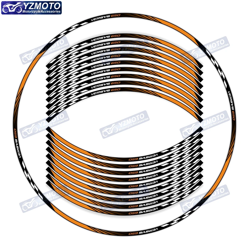 Naklejki na koła motocyklowe VERSYS 650, 17 cali, na przednie i tylne koła, naklejki na piasty, modyfikowane, dekoracyjne, odblaskowe, wodoodporne naklejki na obręcze.