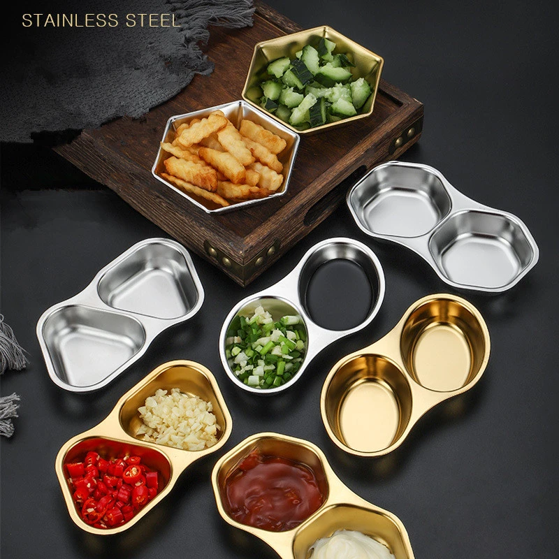 Stainless Steel Barbecue Sauce Dish Korean Style Condiment Honey Ketchup Pickles Household Seasoning Plate Kitchen Gadgets