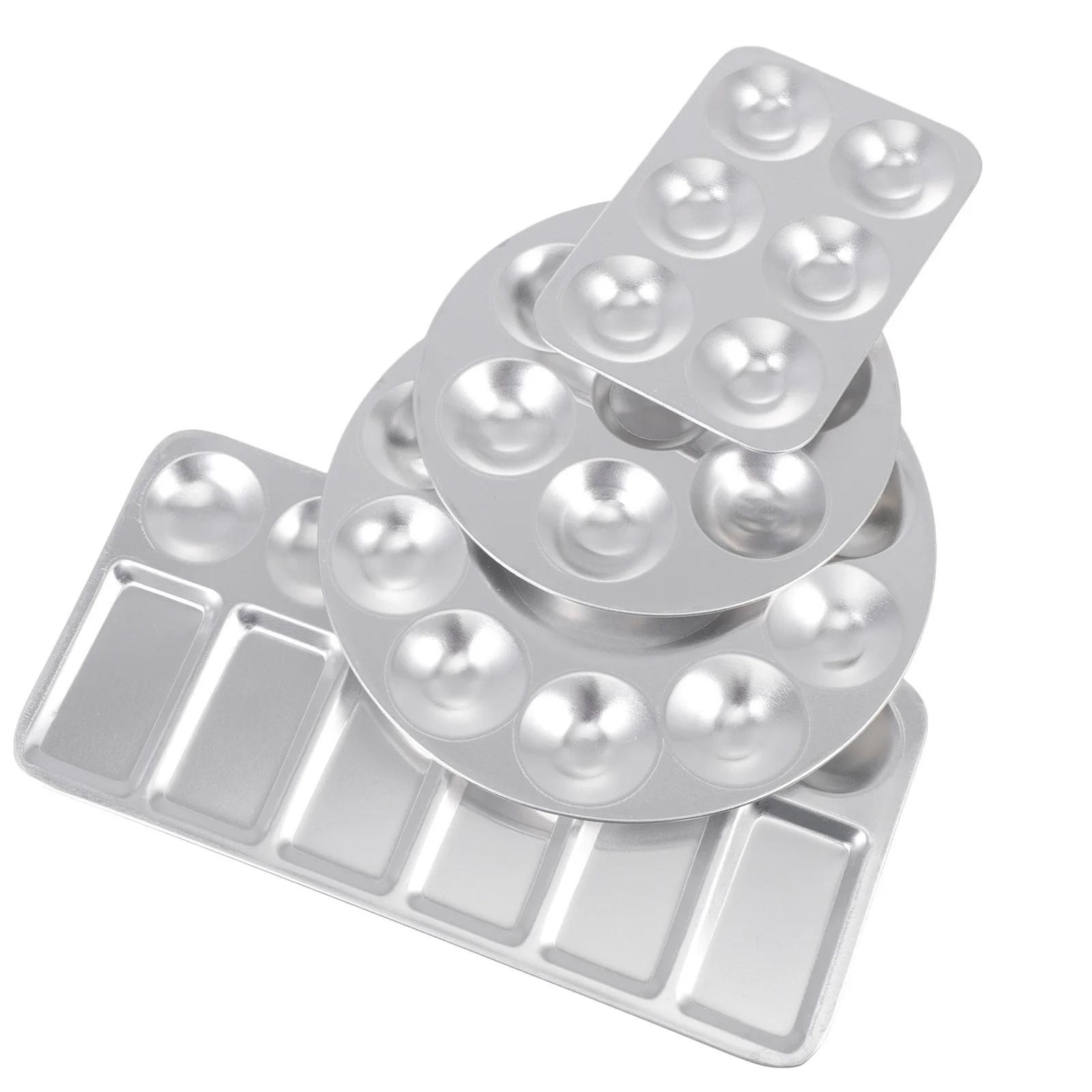 

4pcs Aluminum Pigment Mixing Tray For Oil Watercolor Gouache Painting Rectangular Color Board Art Painting Board Sturdy Pigment