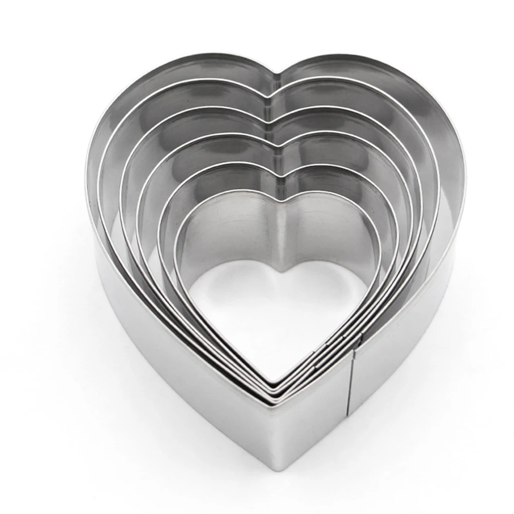 

6 Pcs Steel Baking Mold Heart Shaped Cookie Cutters Christmas Biscuit Set Perfect Christmas Cookie Cutters for Parties