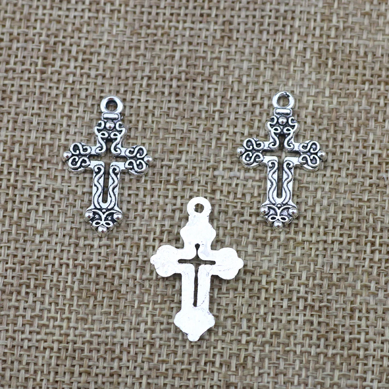 20pcs/Lot 16x26mm Region Cross Charms Antique Silver Color Pendants for DIY Jewelry Making Charm