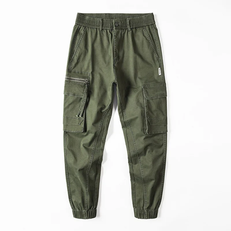 

Cotton 98% Casual Pants Men Clothes Joggers Side With Zipper Denim Jeans khaki Black Cargo Pant Men Trousers 2022 Summer Jogging