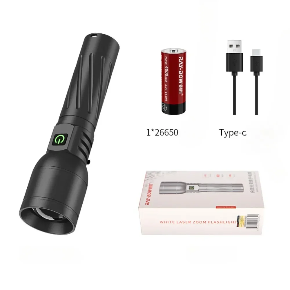 Laser Bright Super Bright Flashlight Variable Focus Tele Light Rechargeable USB Long Life Outdoor Flashlight Fishing Lighting