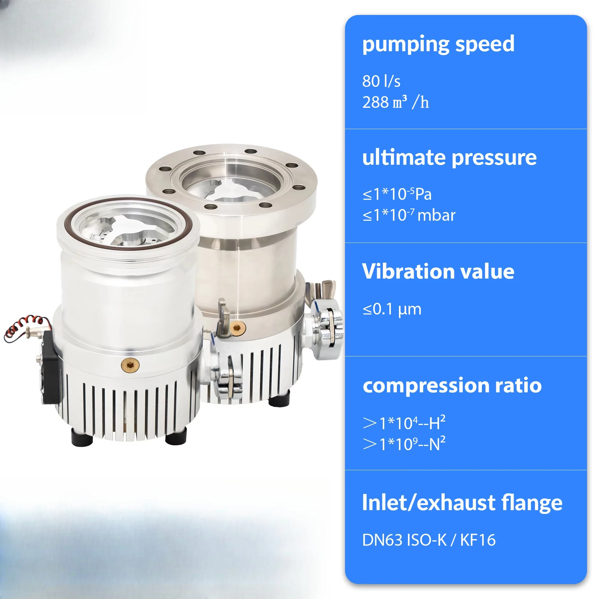High Vacuum 80L/S Pumping Speed Laboratory Clean Vacuum Grease Lubricated Turbo Molecular Vacuum Pump