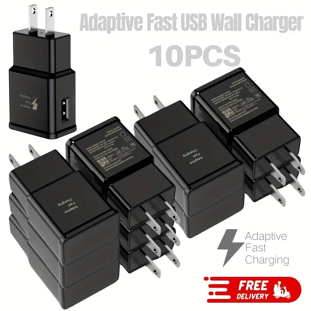 

[10-Pack Fast Adaptive Charger] 10-Pack 18W USB Wall Charger, Fast Adaptive Cube110V-130V US Plug, QC 3.0/AFC Compatible
