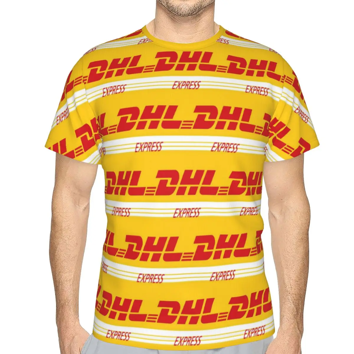 Global Express DHL 100% Cotton T-Shirt Men'sFunny T Shirts Men Round Neck Short Sleeve