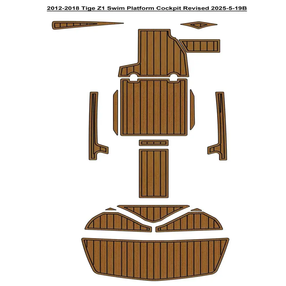 

2012-2018 Tige Z1 Swim Platform Cockpit Pad Boat EVA Foam Faux Teak Deck Floor Mat SeaDek Style Self Adhesive