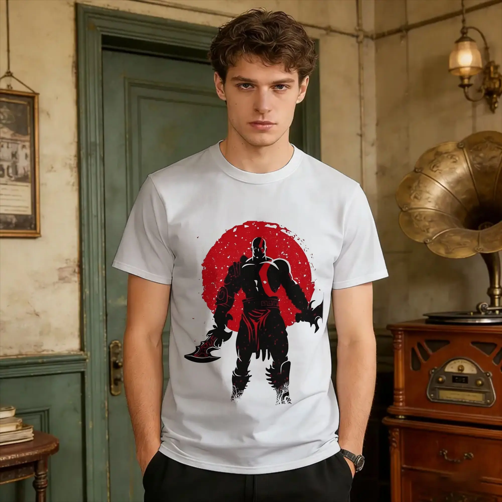 Kratos  T Shirt Summer God Of War Cotton T Shirts For Men Casual Tee Shirt Short Sleeve Aesthetic Tops