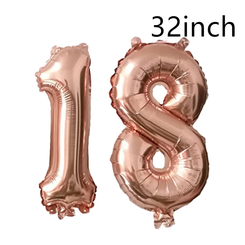 1set rose gold happy birthday 10 13 16 18 30 40 foil balloons birthday balloons Adult Kids birthday party decoration