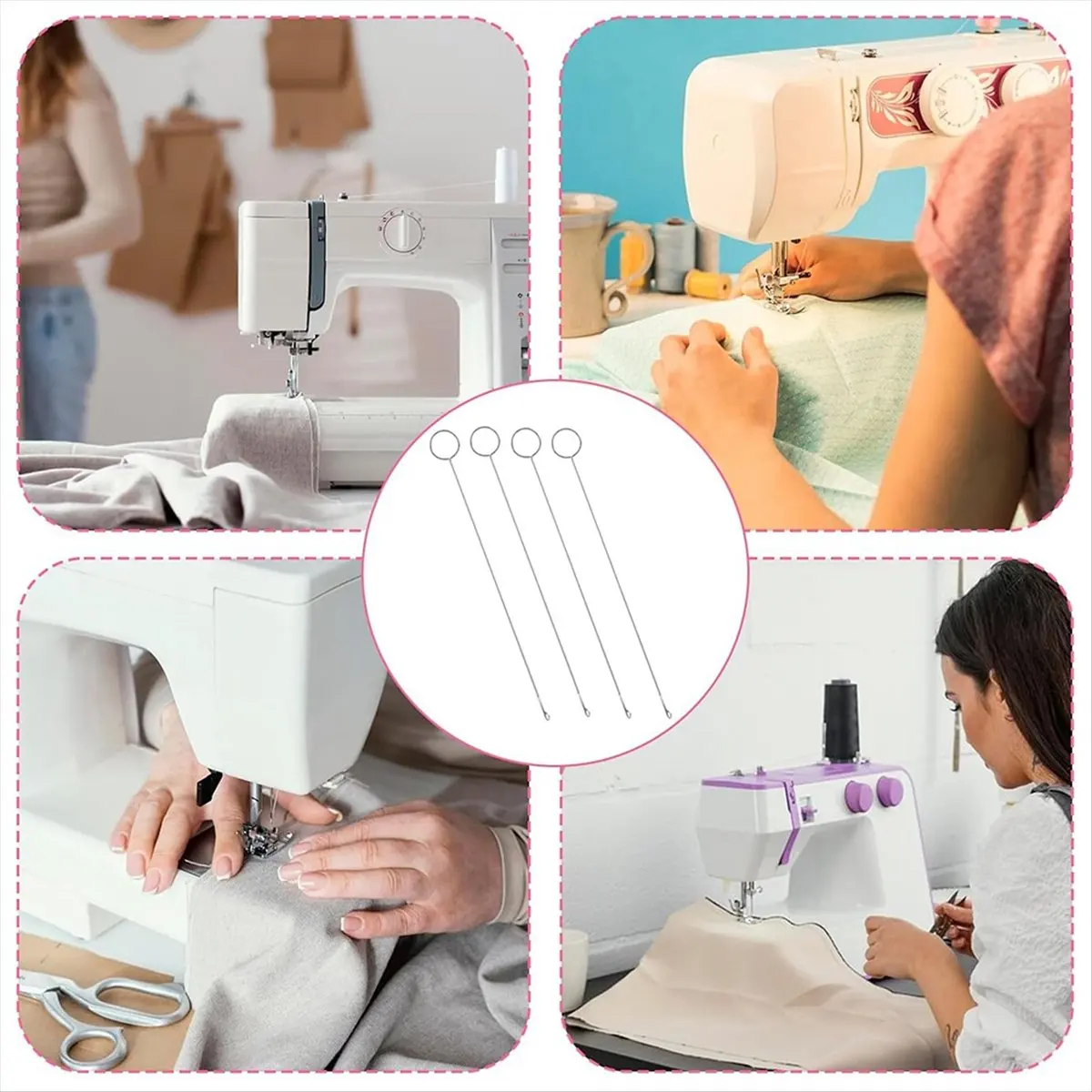 AA14 8Pcs Sewing Loop Turner Hook Loop Turner Sewing Tool Needle Hooks with Crochet Sewing Supplies