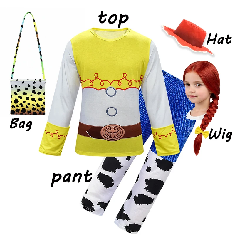 Cow Jessie Costume Kids Girls Disney Toy Story 5 Jessie Cosplay Costumes Children Bodysuit Hat Suit Halloween Party 2026 Clothes view 5