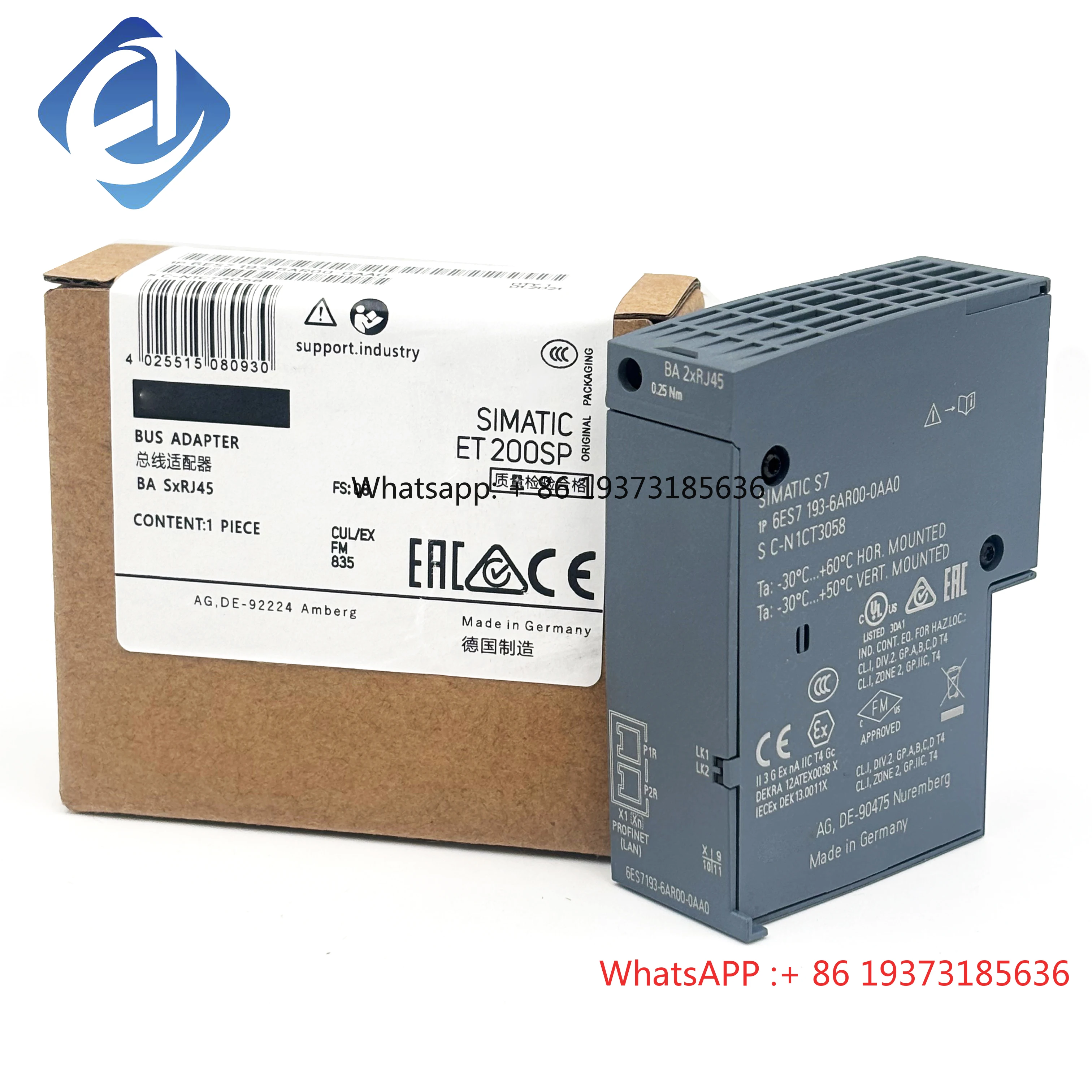 Brand New and Original 6ES7 193-6AR00-0AA0 PLC Controller Bus Adapter for PAC & CPU Programming