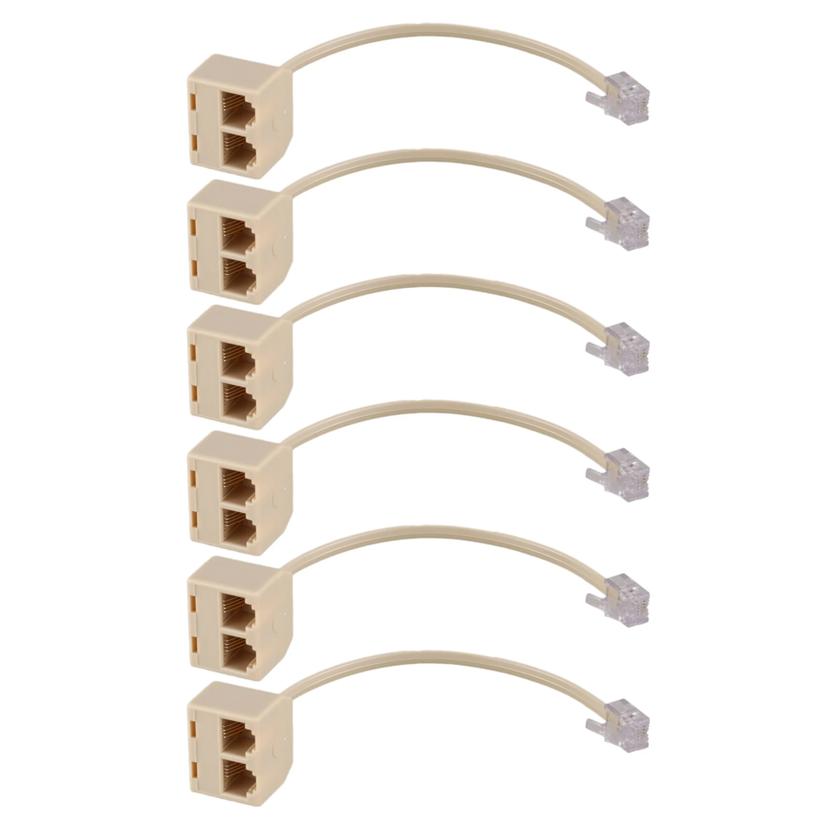 6X RJ11 6P4C 2 Way Outlet Telephone Jack Line Splitter Adapter Beige-ABIU