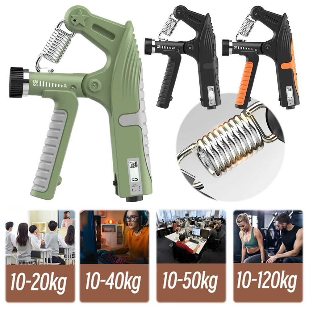 10-120 كجم قابل للتعديل قبضة اليد التمارين شاشة رقمية إصبع الثقيلة التمارين الربيع الذراع ممارسة المدرب للموسيقيين الرياضيين
