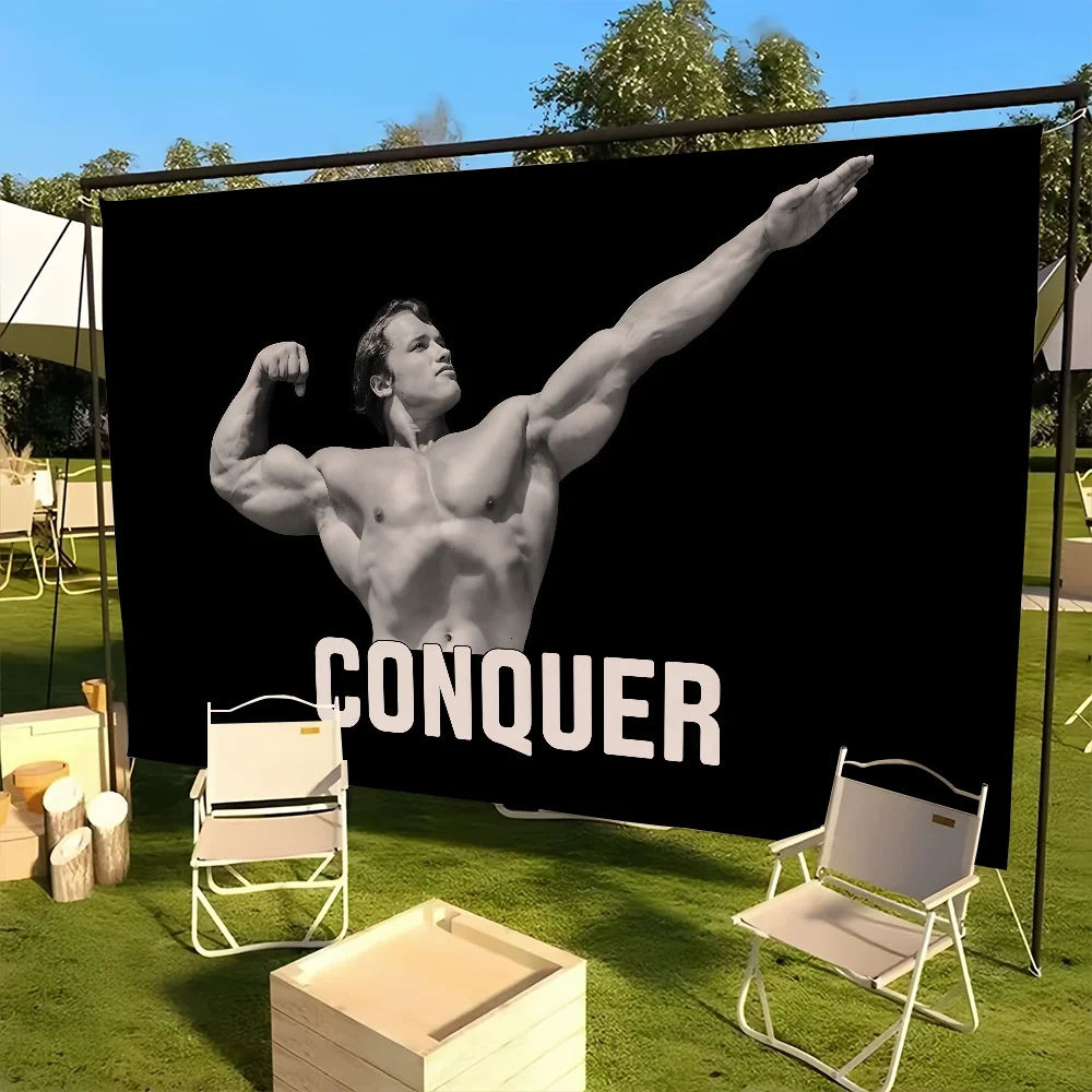 Arnold Schwarzenegger CONQUER Flag Decoration Outdoor Picnic Party Art Hanging Home Camping Party Banner Best Sellers