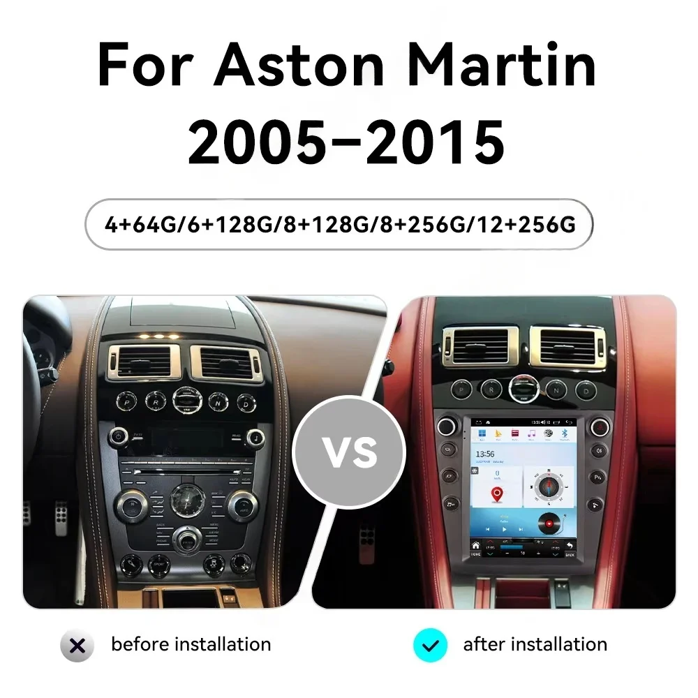 Car Accessorie Android 14 10.4 Inch Auto Stereo For Aston Martin 2005 - 2015 Car GPS Navigation Multimedia Player Audio Headunit