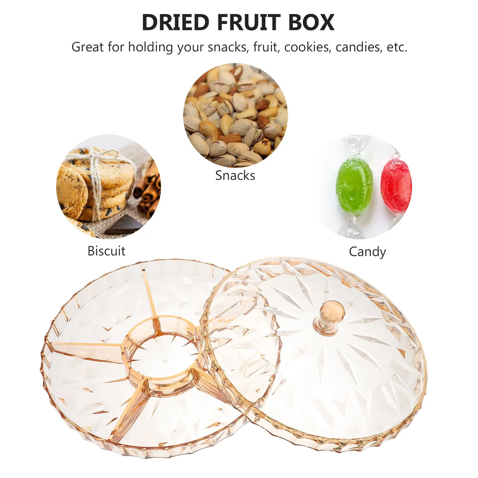 

Compact Dried Fruit Box Plastic Snack Container Exquisite Workmanship Sturdy Structure Delicate Design Party Storage Jewelry
