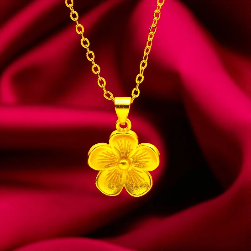 sub gold pendant, women's solid color necklace fashionable and beautiful 9999 24K gold