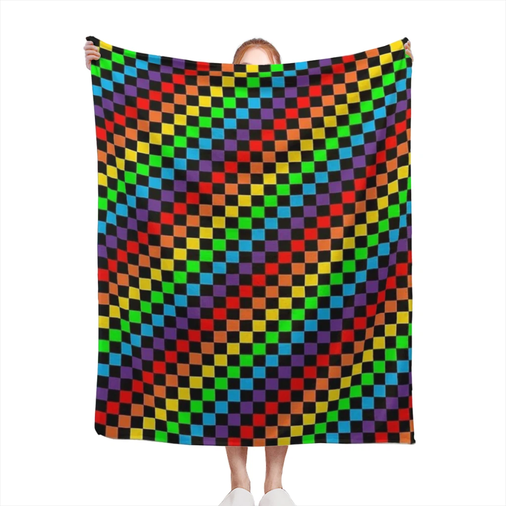 

Одеяла «Радужные шашки» Теплые фланцевые одеяла Мягкое и удобное одеяло Одеяло для пикника