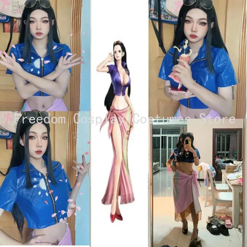 أنيمي تأثيري حلي فستان ملابس نيكو روبن تأثيري حلي نظارات شعر مستعار بدلة حفلة ازياء لفتاة هالوين كرنفال البدلة